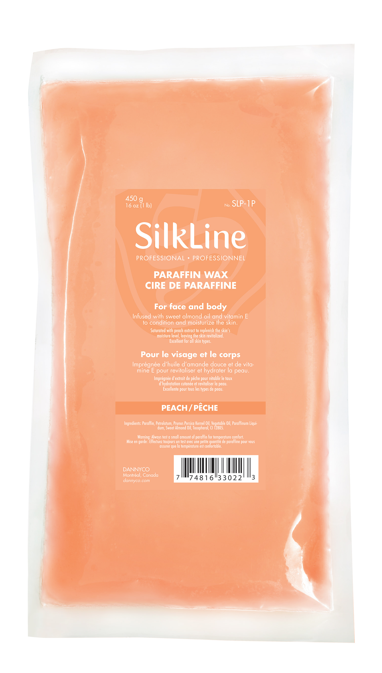 SILKLINE™ PROFESSIONAL PARAFFIN WAX BLOCKS PEACH 16 oz, FOR FACE AND