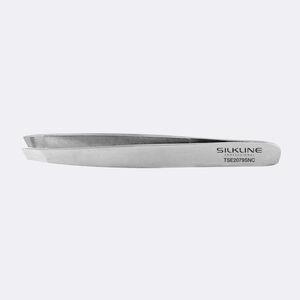 SILKLINE™ PROFESSIONAL MINI SLANTED TIP TWEEZERS COMES WITH POUCH, , hi-res