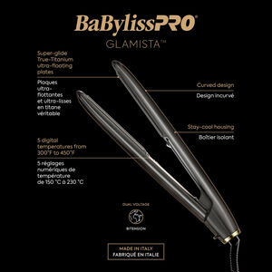 BaBylissPRO&reg; Glamista&trade; 1&rdquo; advanced professional ionic flat iron, , hi-res