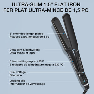 BaBylissPRO&reg; Nano Titanium&trade; 1-1/2 Ultra Slim Flat Iron (Black), , hi-res