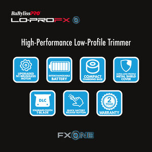 BaBylissPRO® FXONE™ Lo-ProFX High Performance Low-Profile Trimmer (Silver), , hi-res