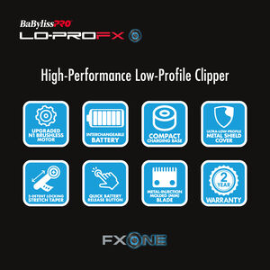 BaBylissPRO® FXONE™ Lo-ProFX High Performance Low-Profile Clipper (Silver), , hi-res